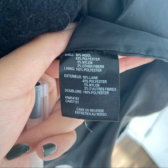 Karl Lagerfeld Navy Wool Pea Coat Size Medium - Picture 5 of 6